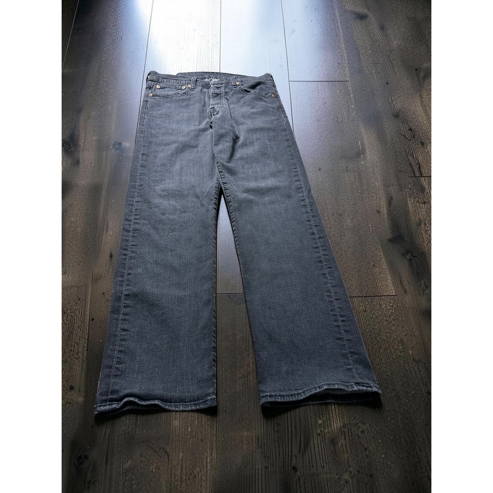 Levis 501 Original Fit Mens Gray Black Straight Leg Button Fly Jeans W33 L30